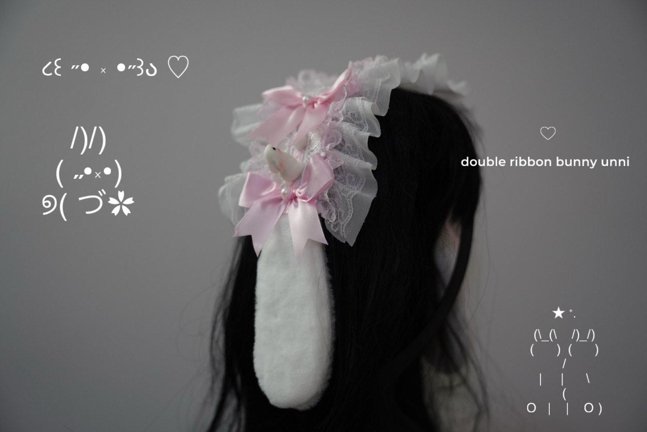 Double ribbon bunny unni Lolita Headband