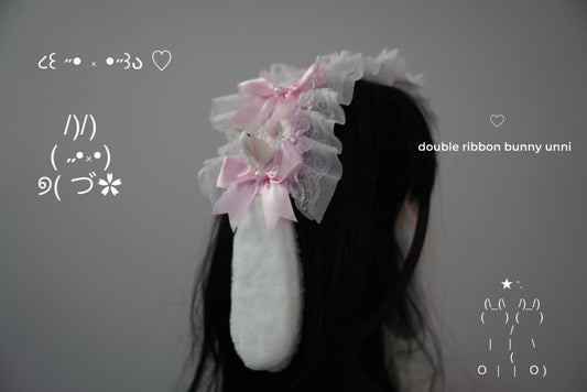 Double ribbon bunny unni Lolita Headband